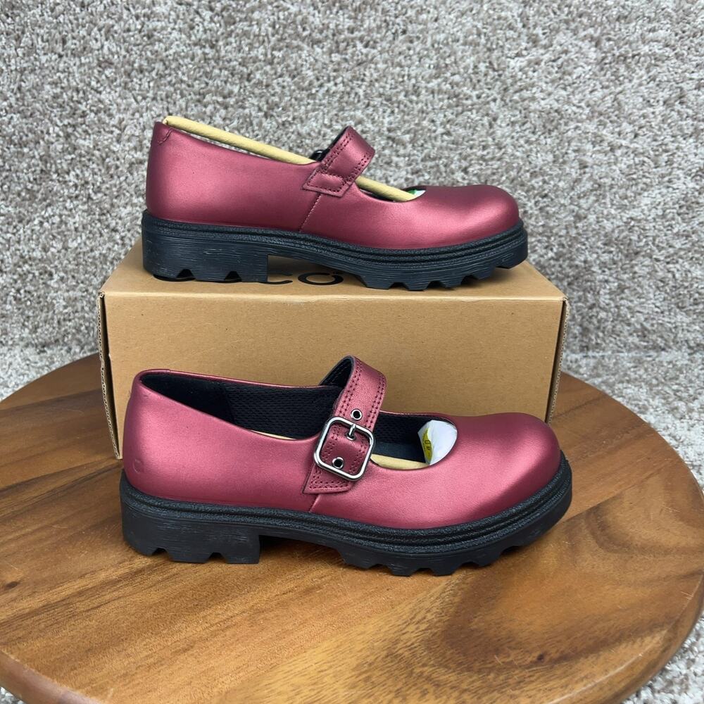 ECCO Grainer Kids Mary Jane Hook & Loop Girls Size US 1 / EU 31 Dark Ruby Shoes